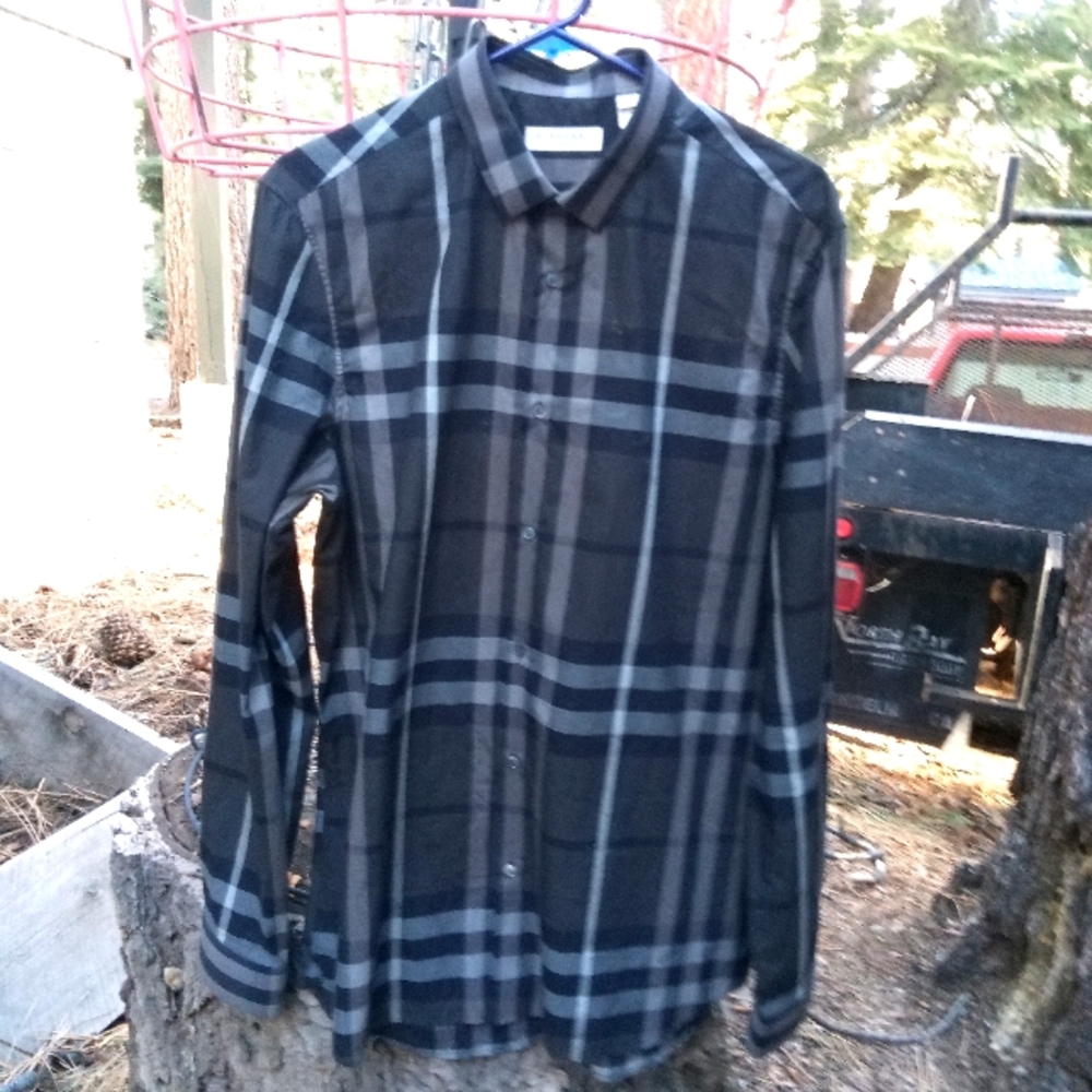 Mens Burberry London plaid button down shirts. Size L great condition